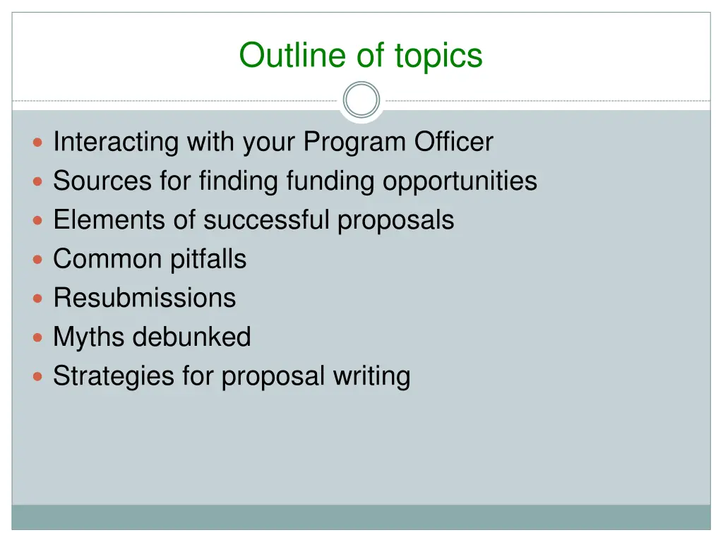 outline of topics