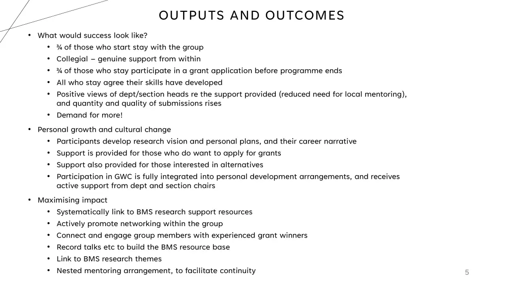 outputs and outcomes