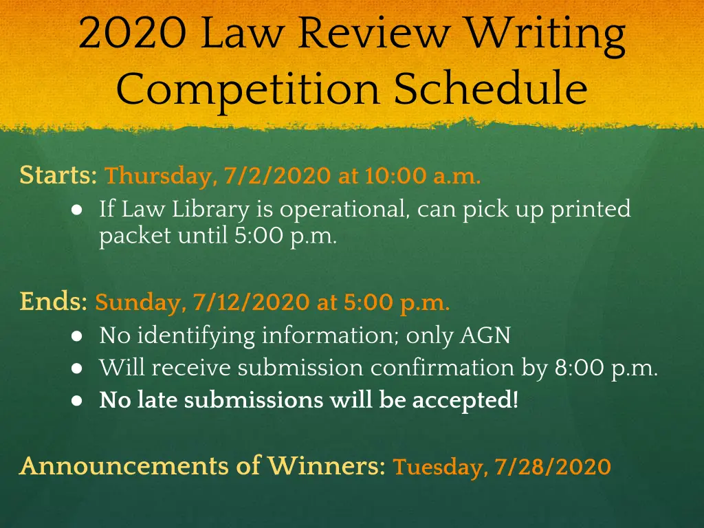 2020 law review writing competition schedule