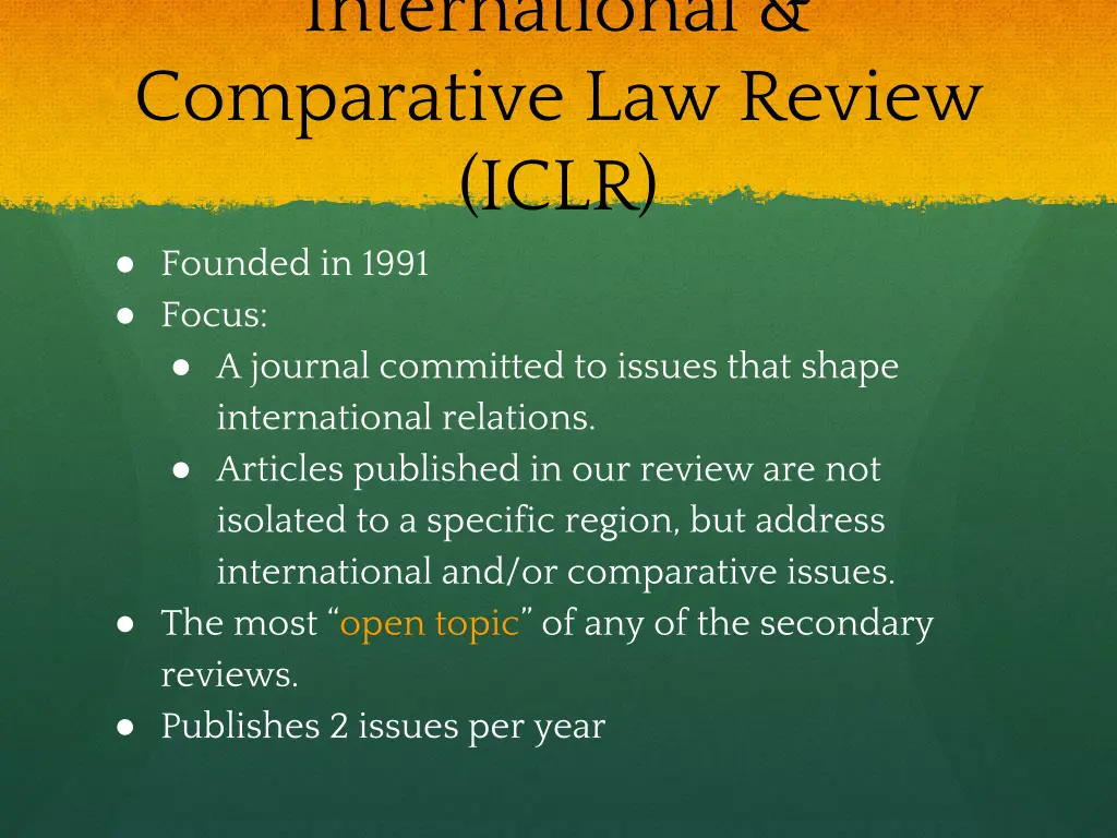 international comparative law review iclr founded