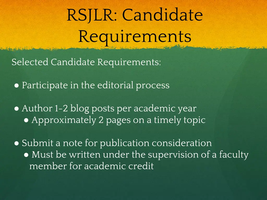 rsjlr candidate requirements