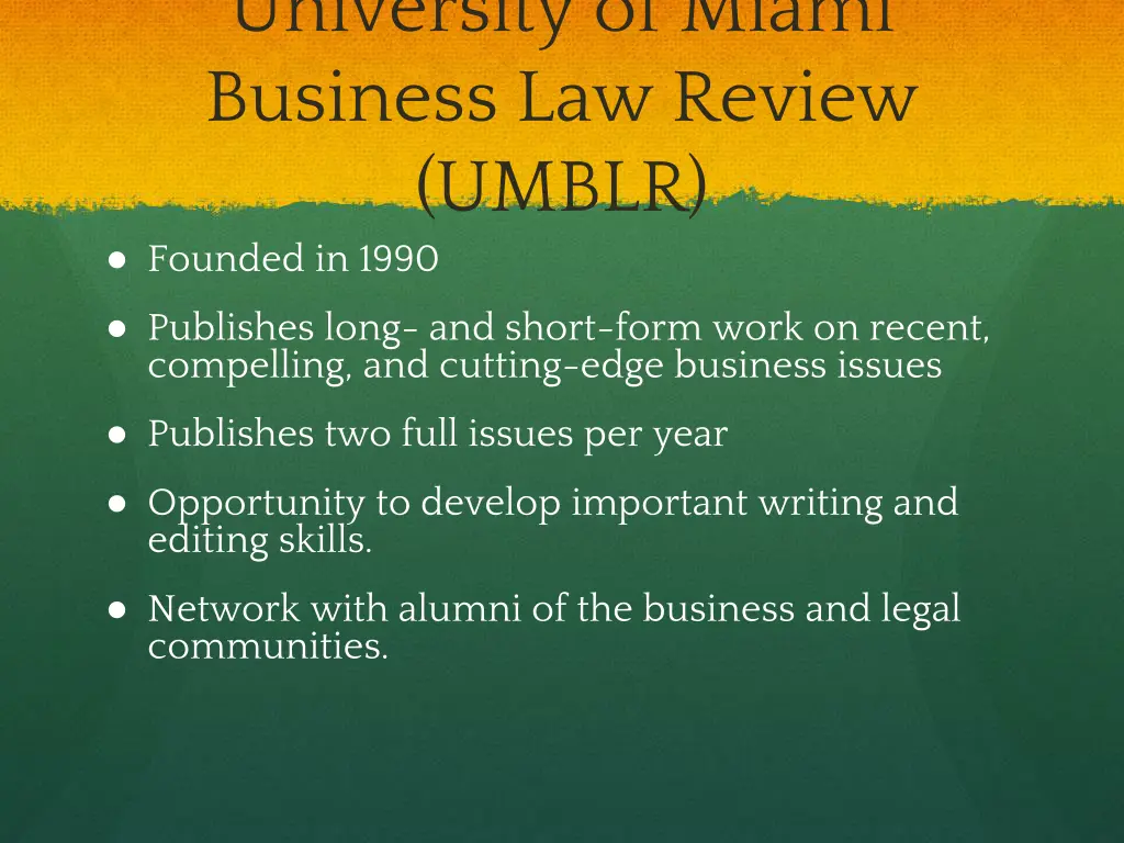 university of miami business law review umblr