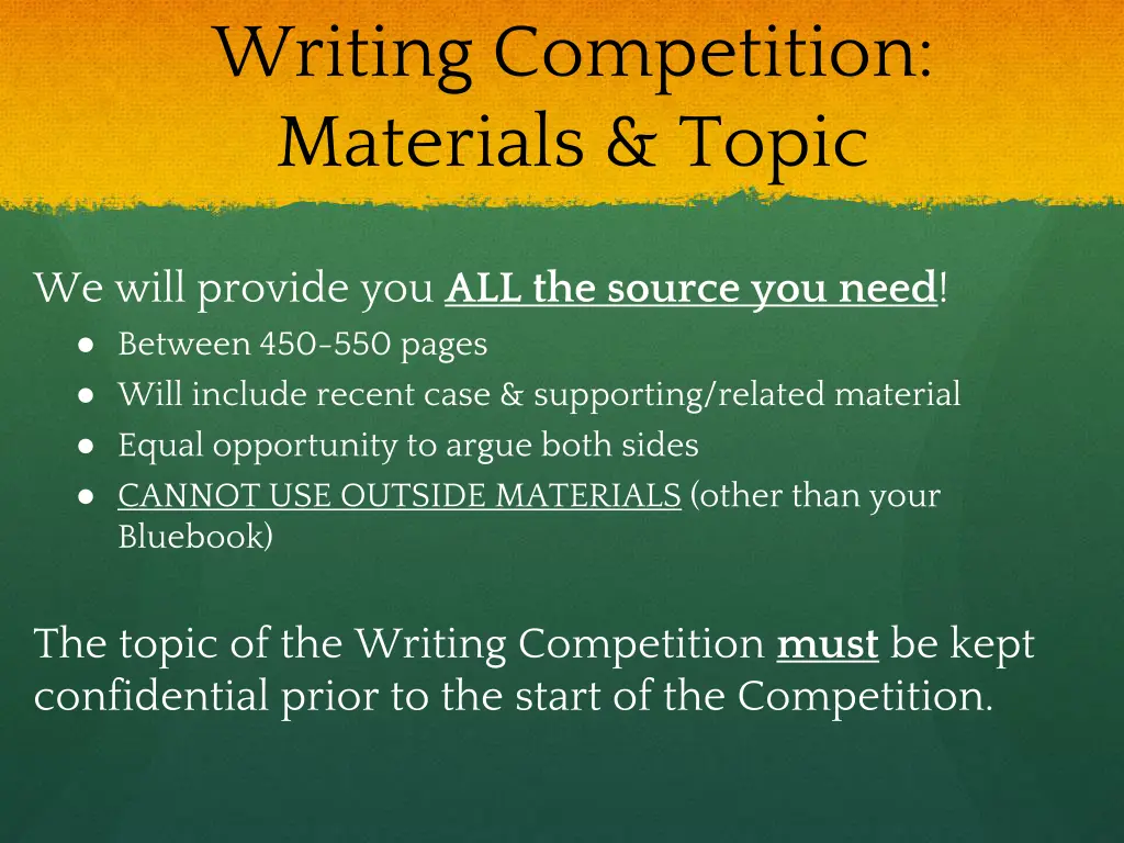writing competition materials topic