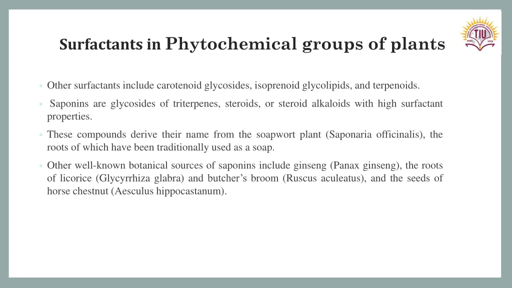 surfactants in phytochemical groups of plants 2