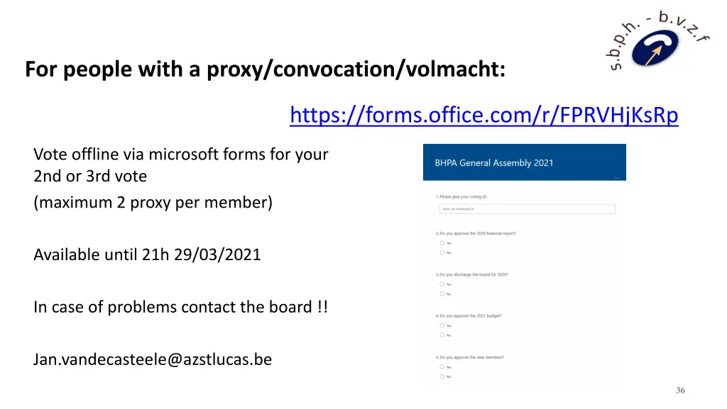 for people with a proxy convocation volmacht 1