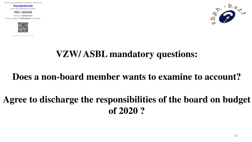 vzw asbl mandatory questions