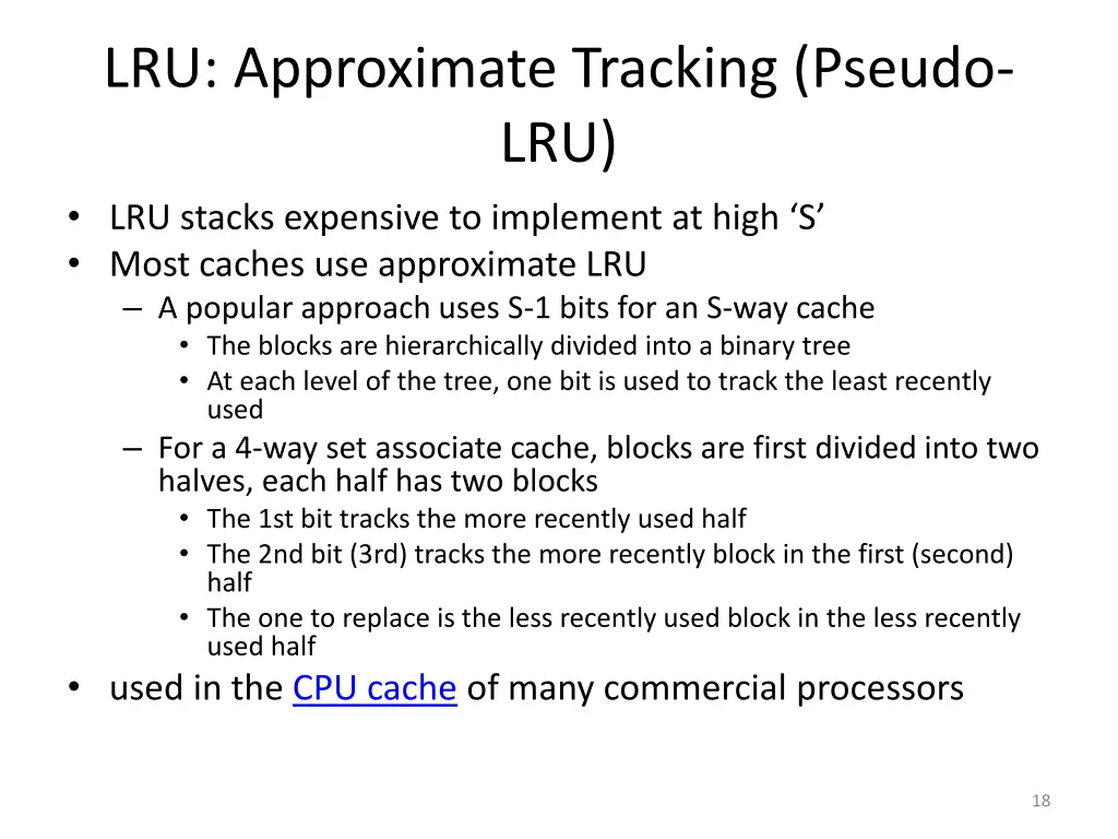 lru approximate tracking pseudo lru lru stacks