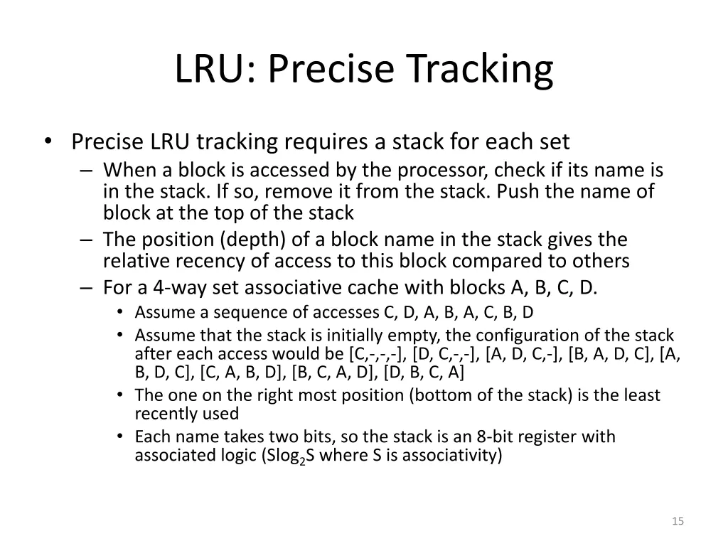 lru precise tracking