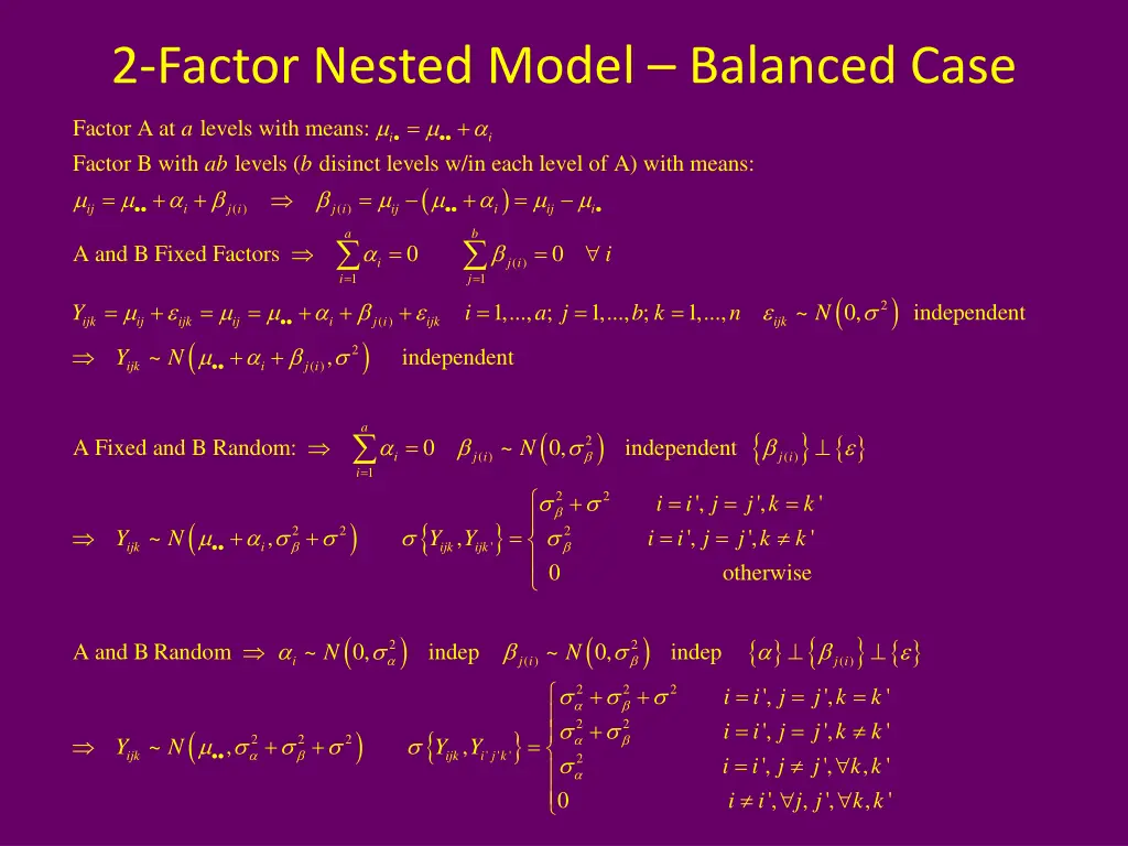 2 factor nested model balanced case