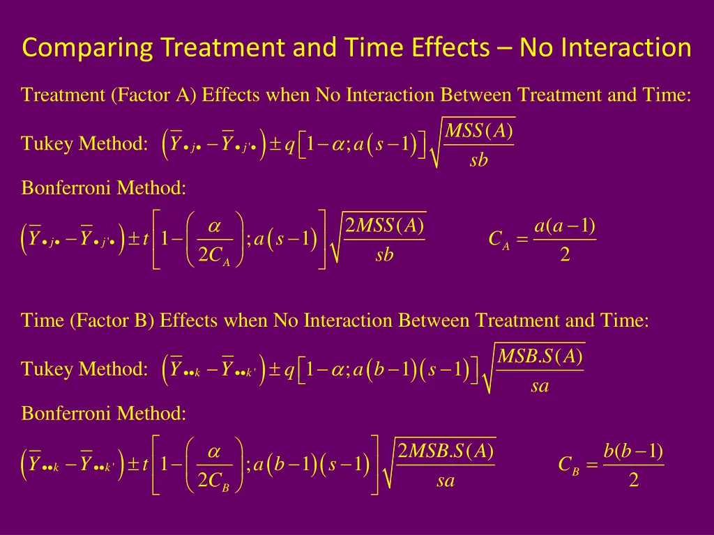 comparing treatment and time effects