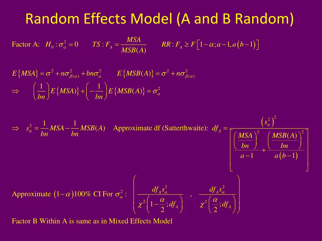 random effects model a and b random