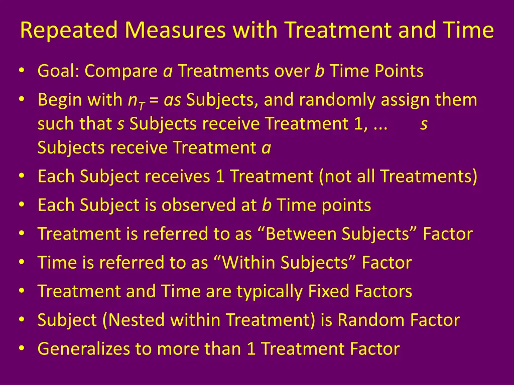 repeated measures with treatment and time