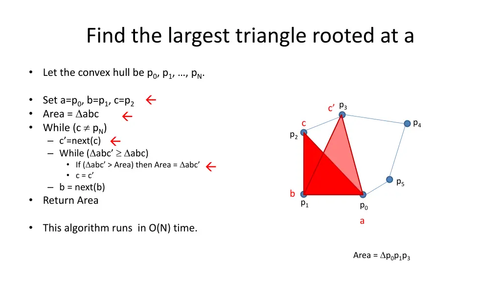 find the largest triangle rooted at a 2