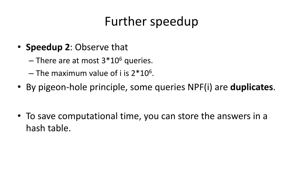 further speedup 1