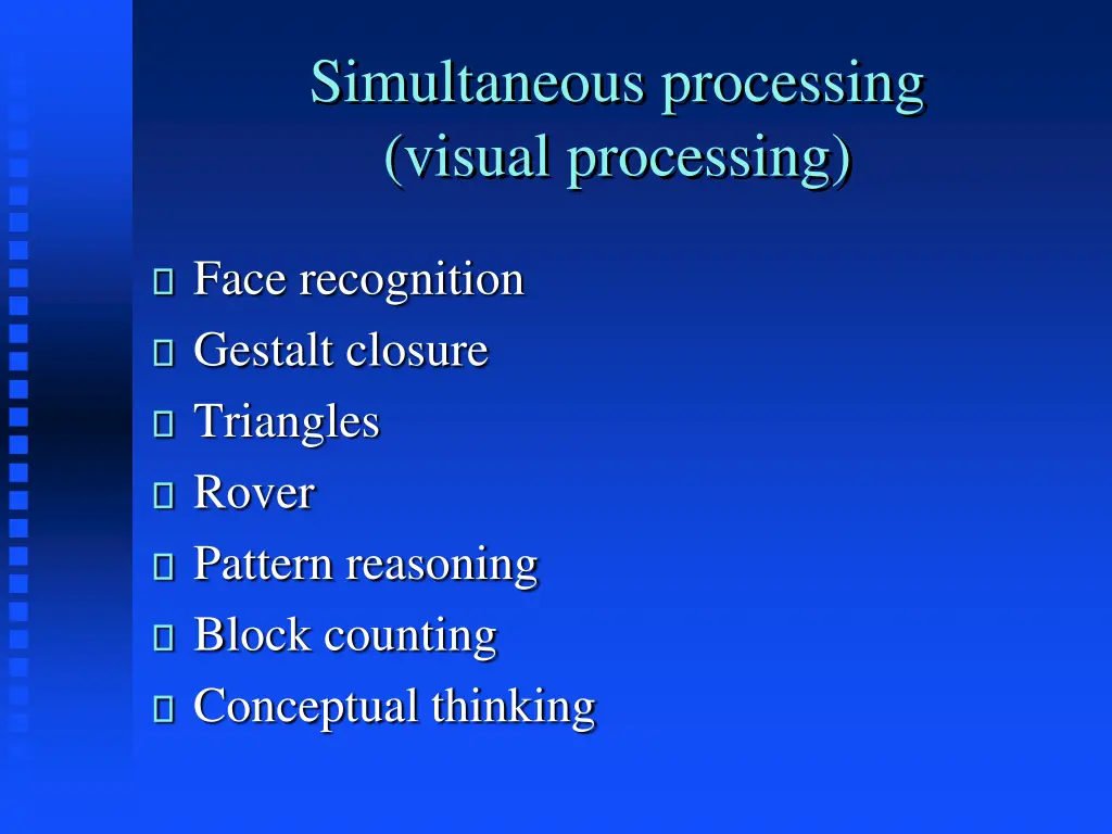 simultaneous processing visual processing