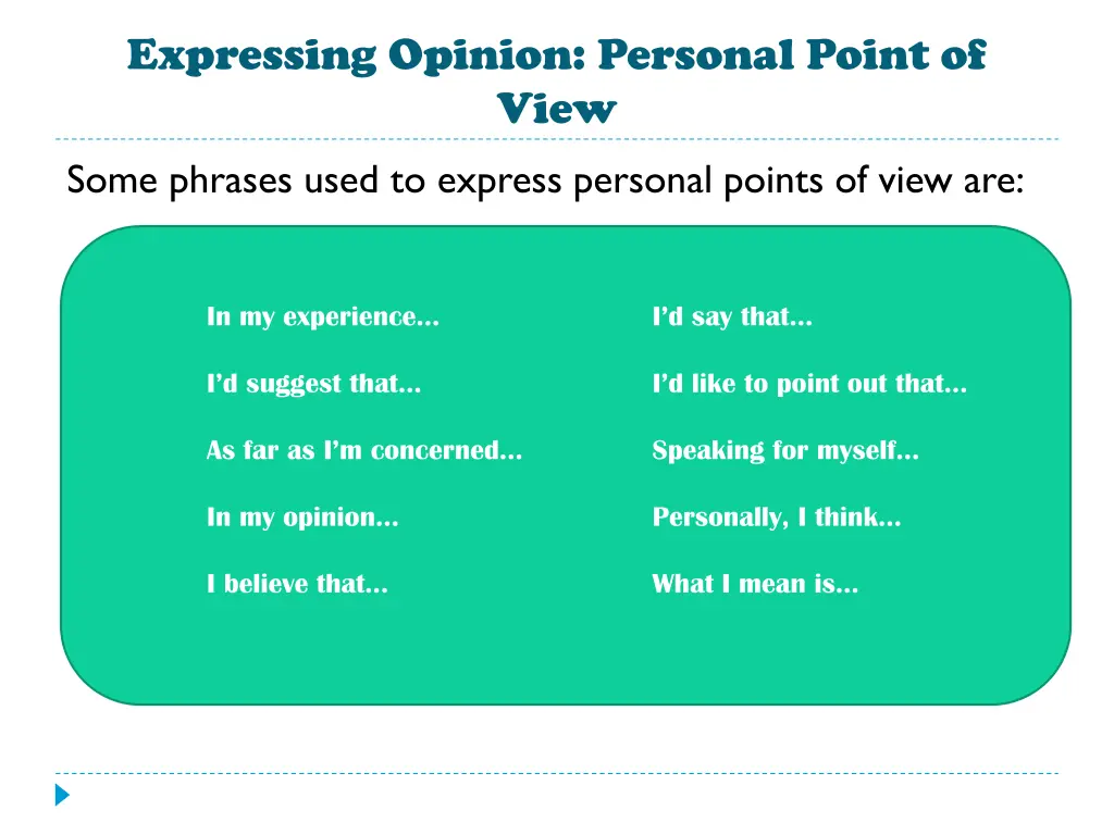 expressing opinion personal point of view