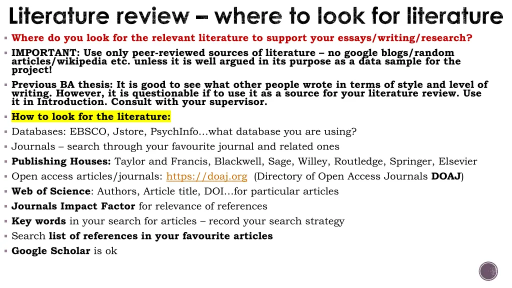 literature review where to look for literature