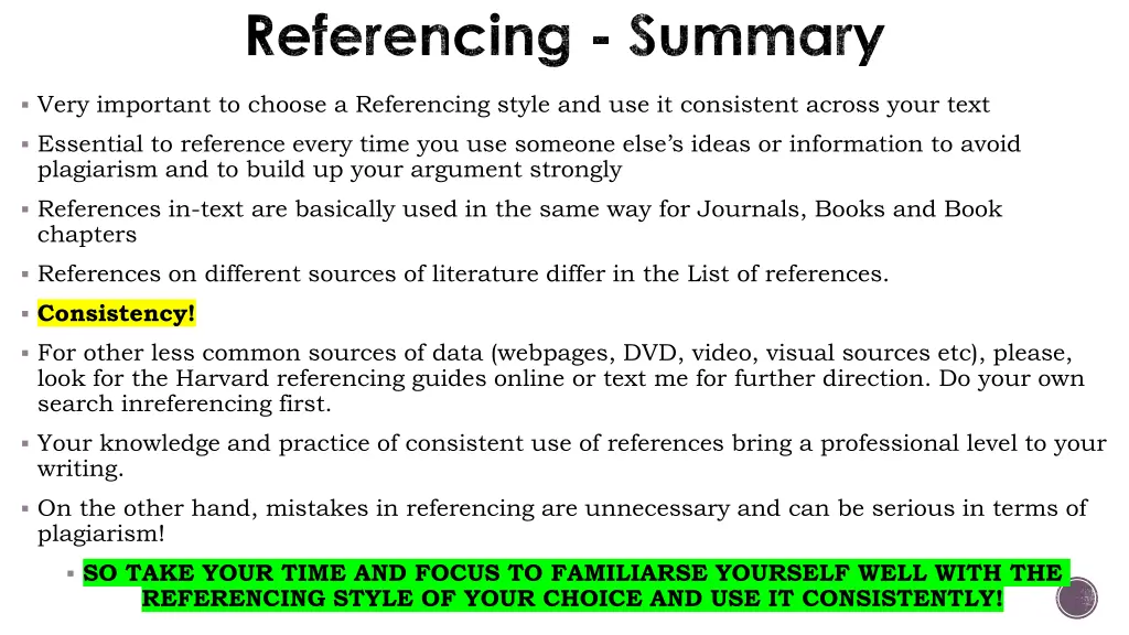 referencing summary