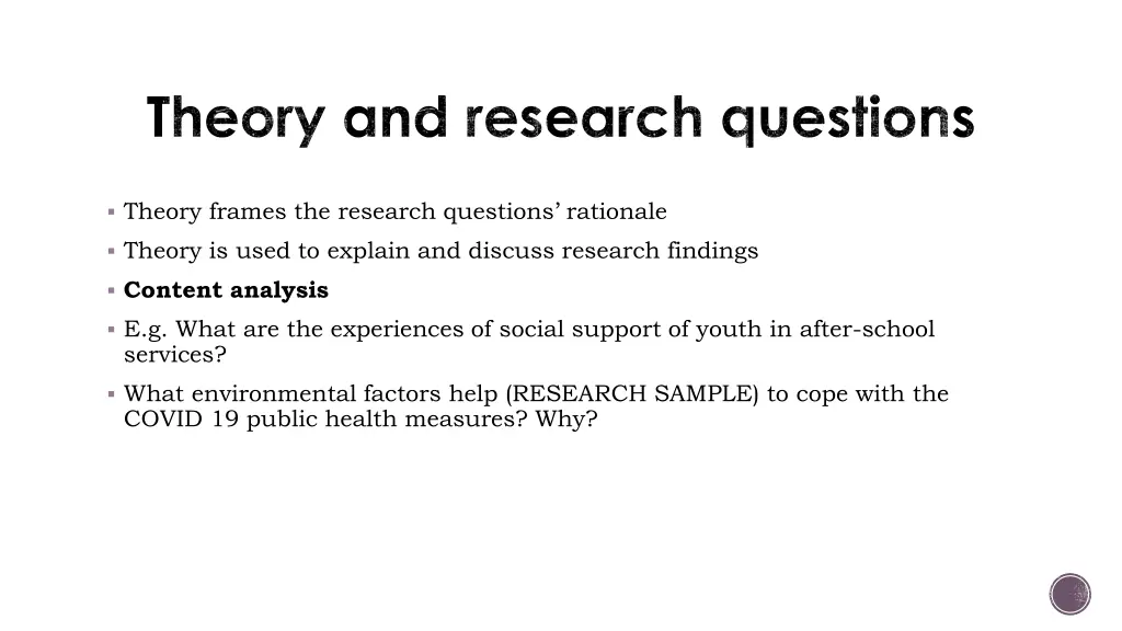 theory and research questions