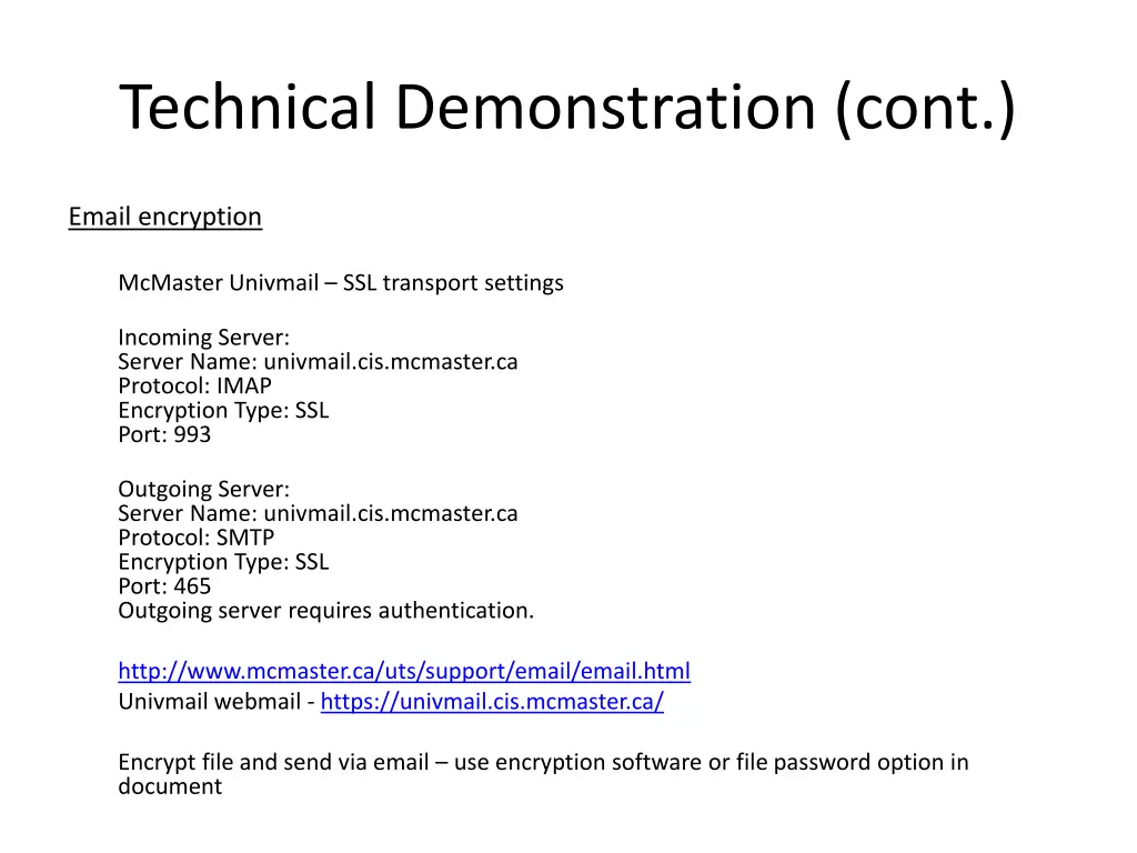 technical demonstration cont