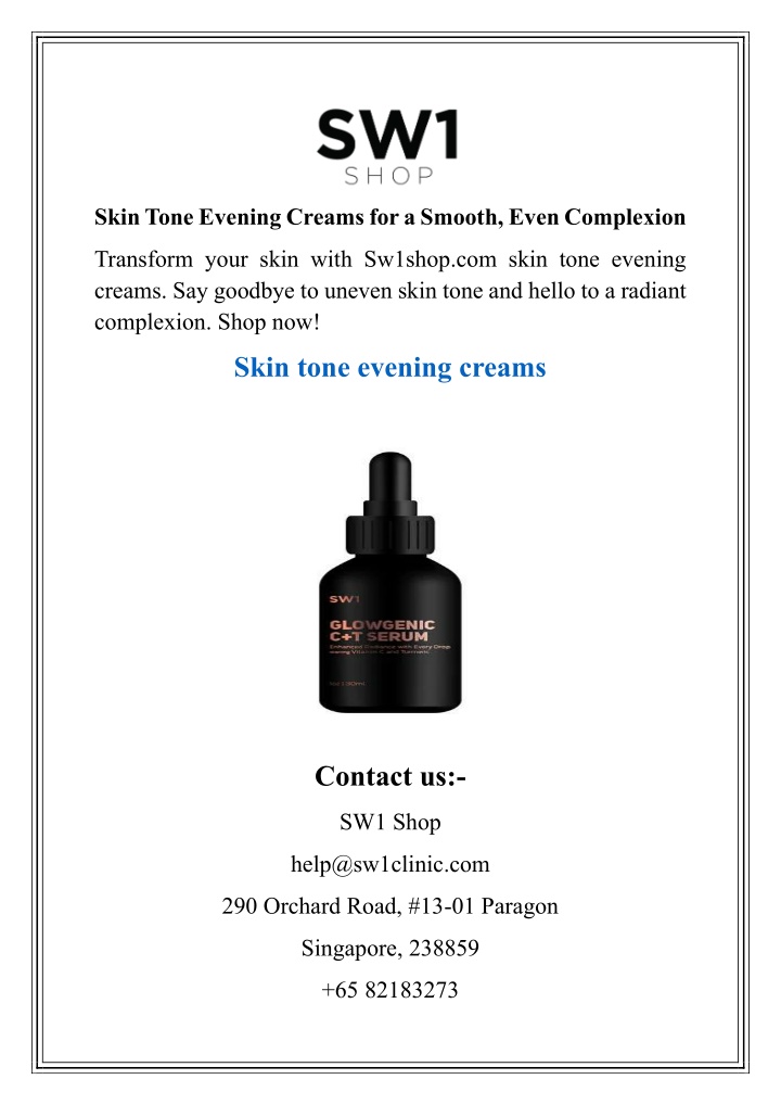 skin tone evening creams for a smooth even