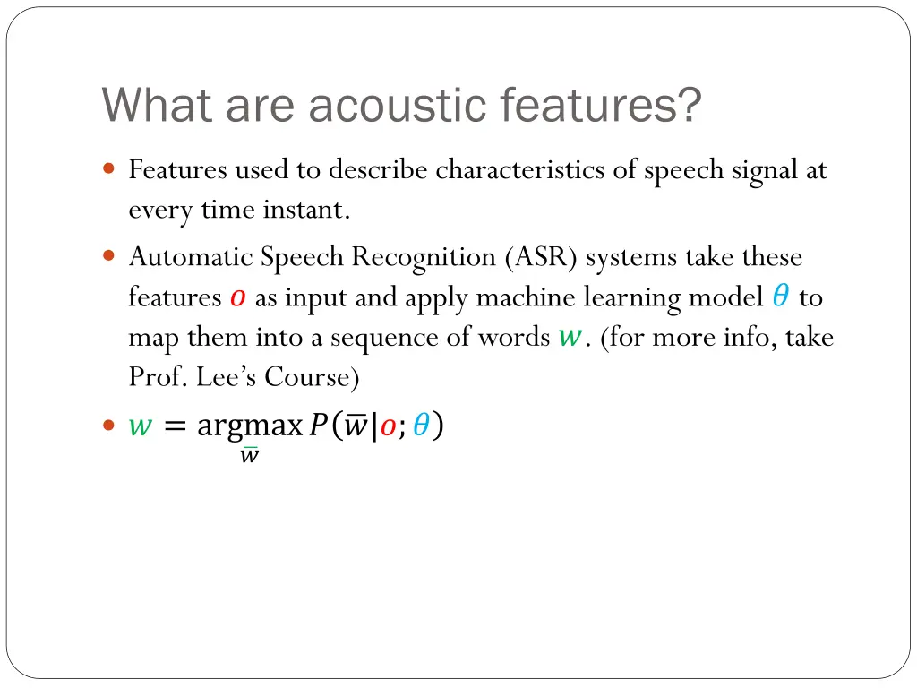 what are acoustic features
