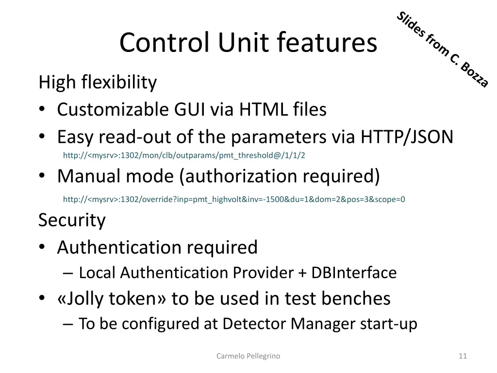 control unit features