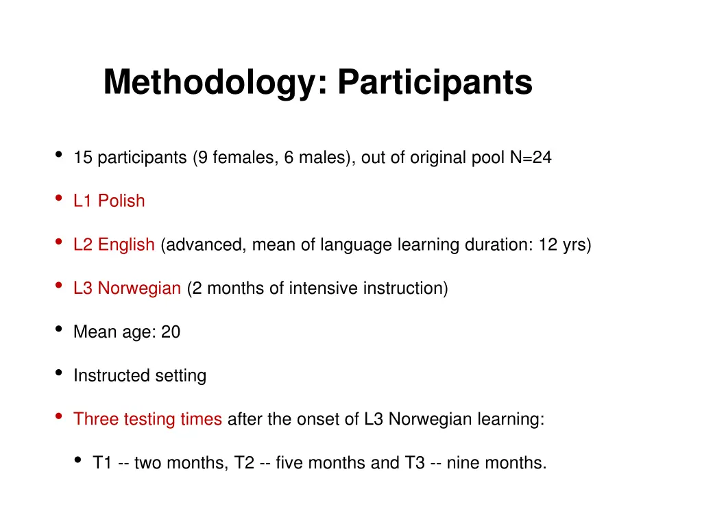 methodology participants