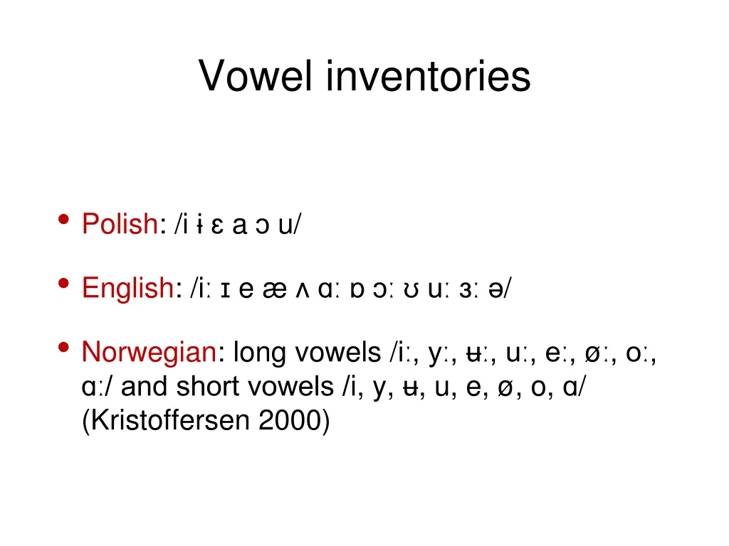 vowel inventories