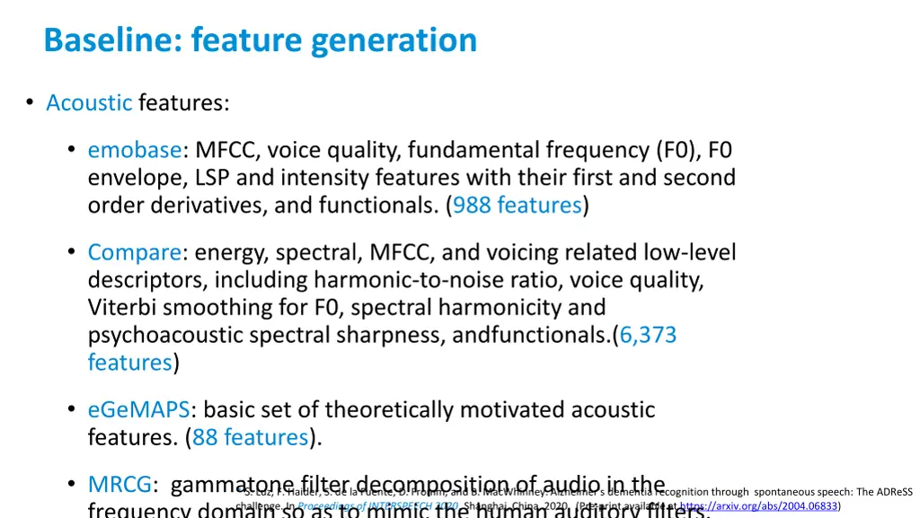 baseline feature generation