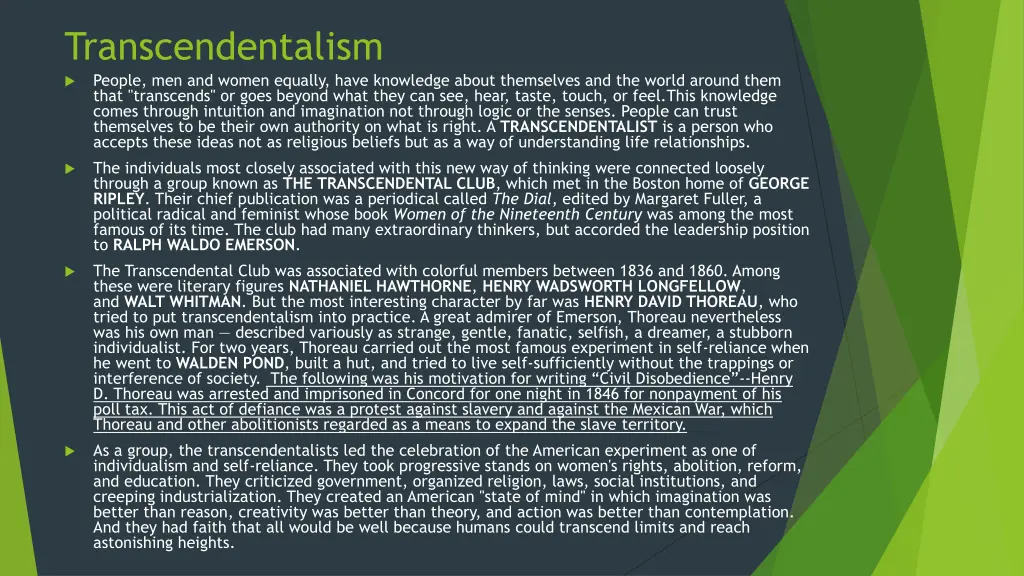 transcendentalism people men and women equally