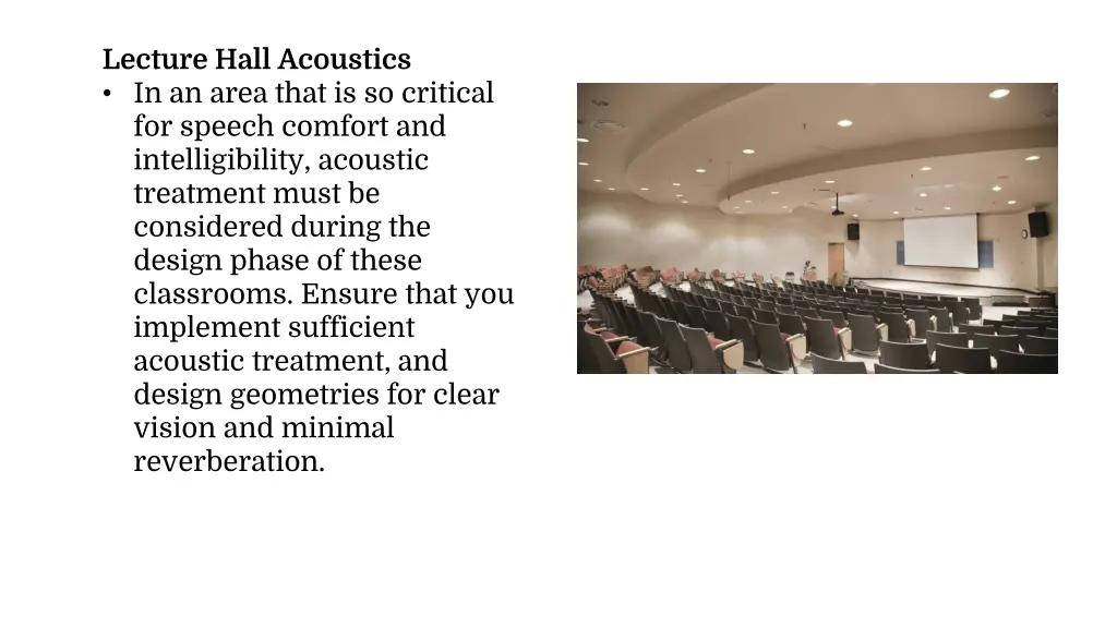 lecture hall acoustics in an area that
