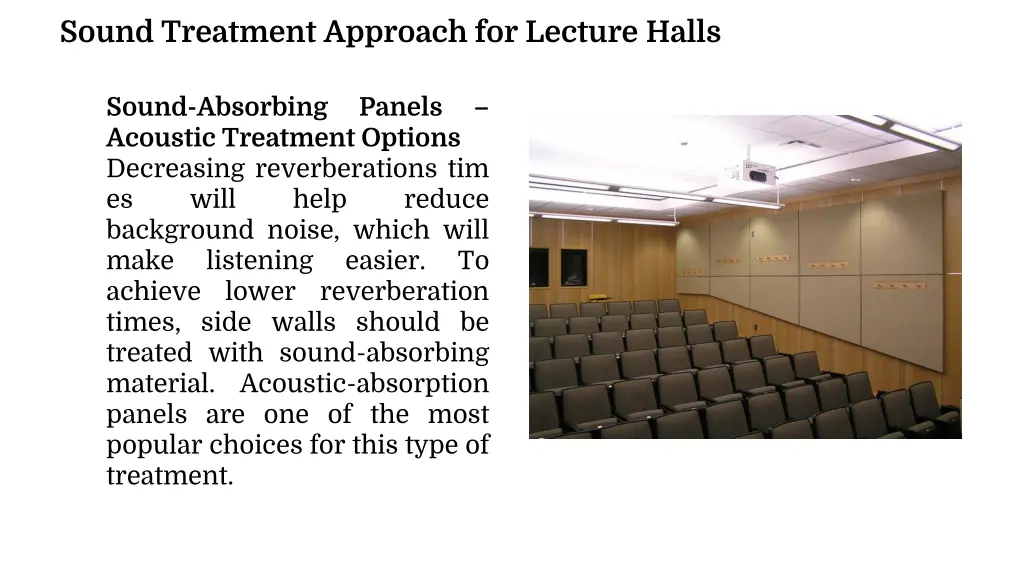 sound treatment approach for lecture halls