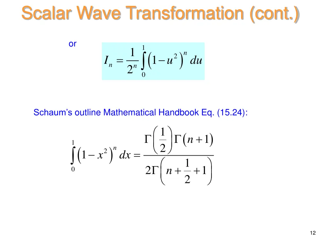 scalar wave transformation cont 9