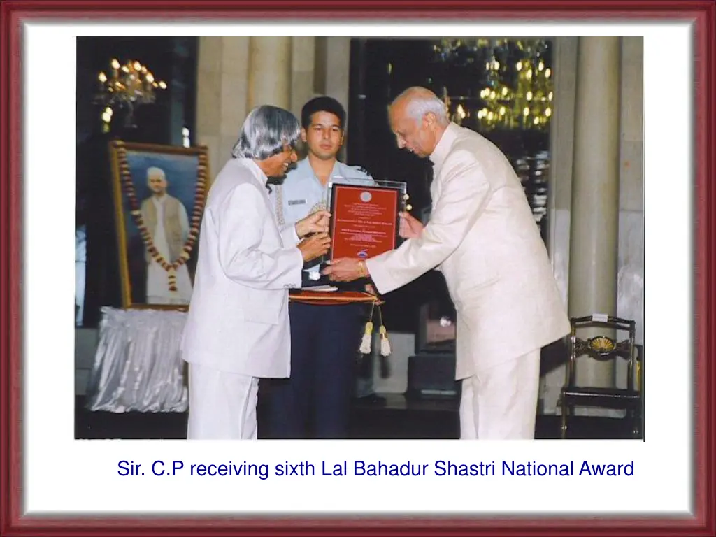 sir c p receiving sixth lal bahadur shastri