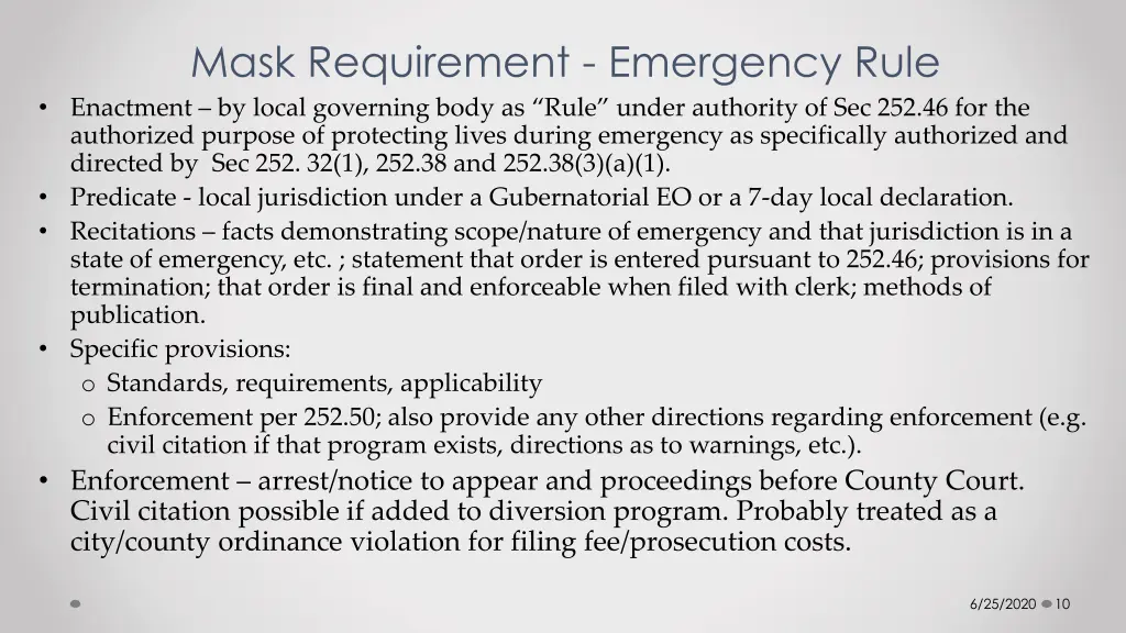 mask requirement emergency rule enactment