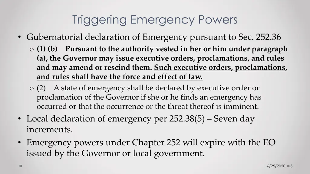 triggering emergency powers