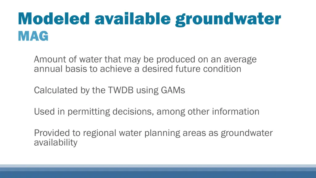 modeled available groundwater mag