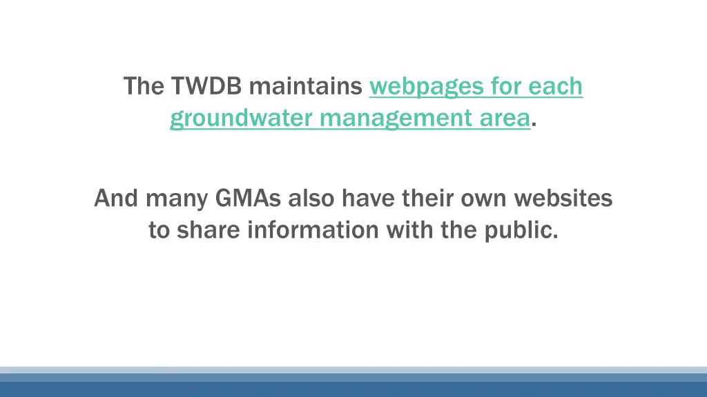 the twdb maintains webpages for each groundwater