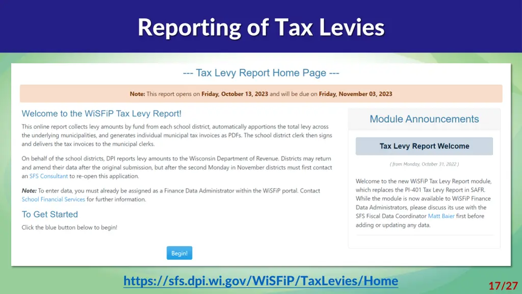 reporting of tax levies 1