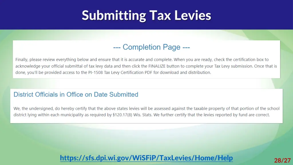 submitting tax levies