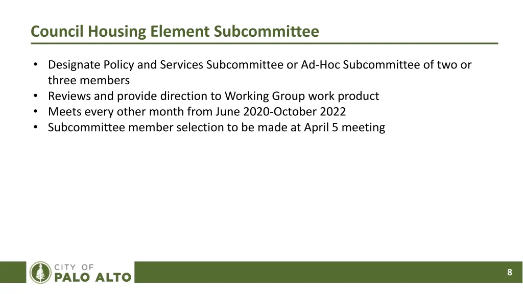 council housing element subcommittee