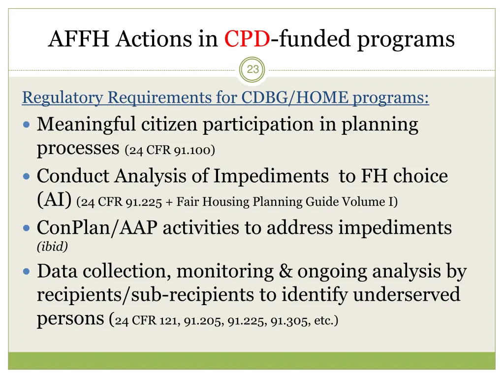 affh actions in cpd funded programs