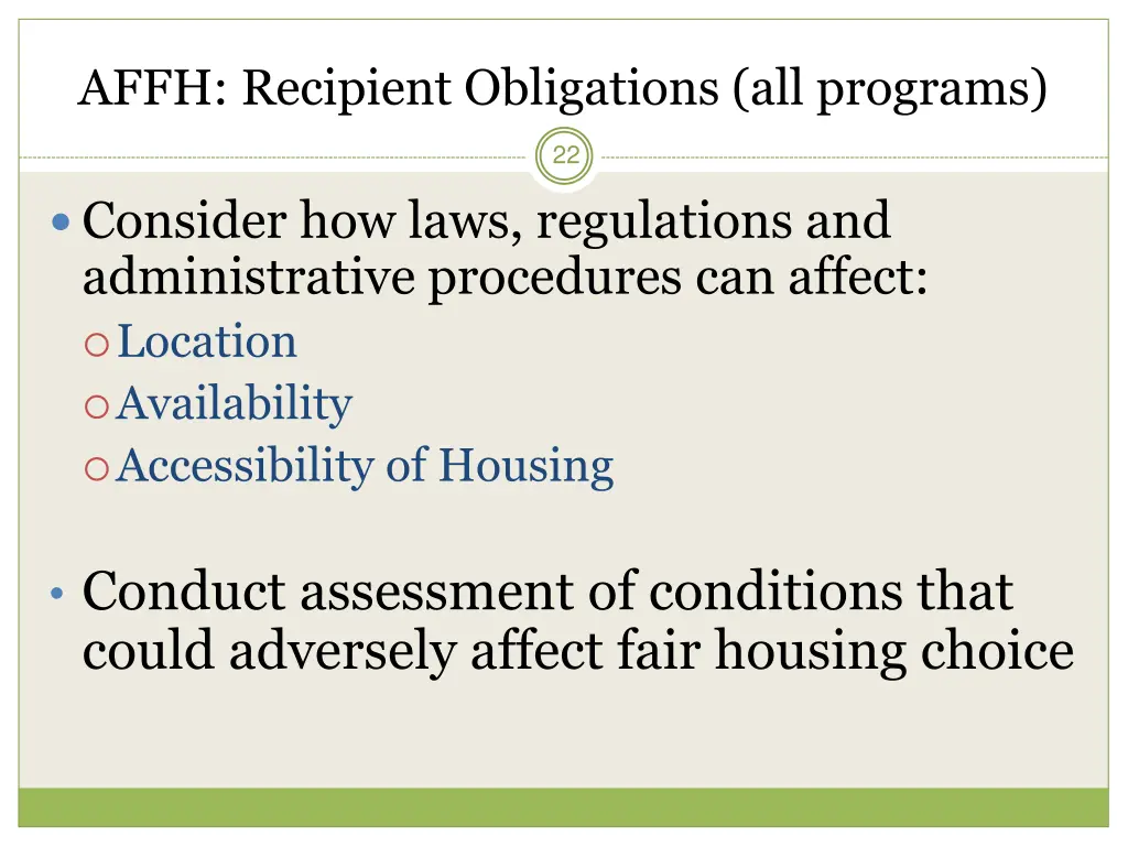 affh recipient obligations all programs