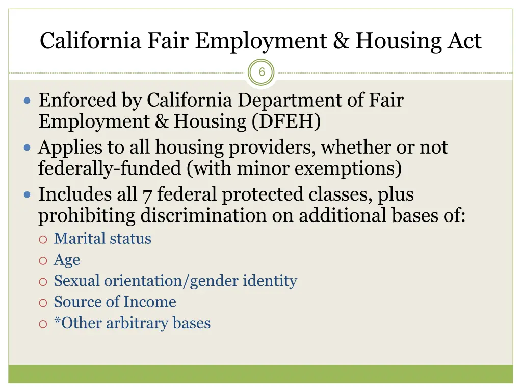 california fair employment housing act