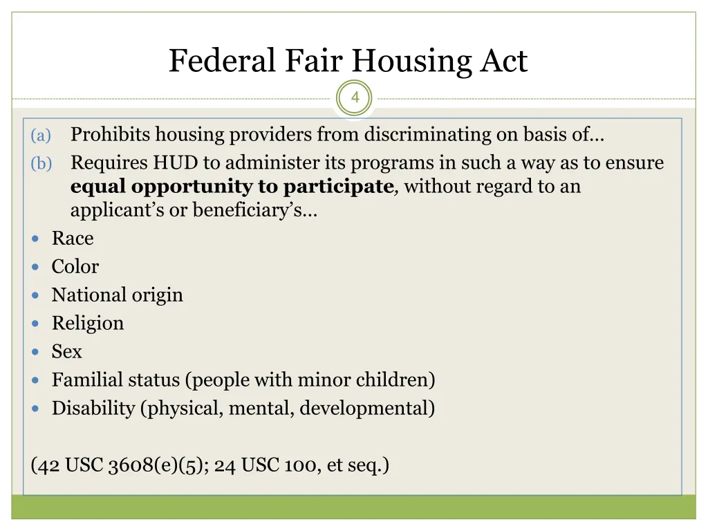 federal fair housing act