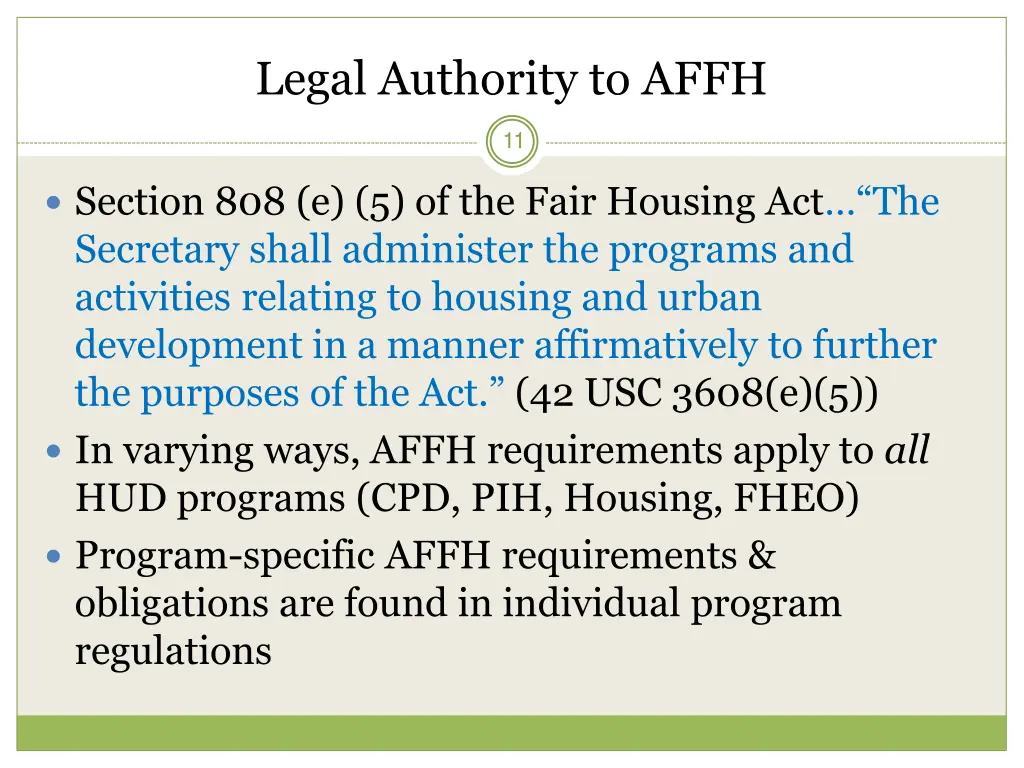 legal authority to affh