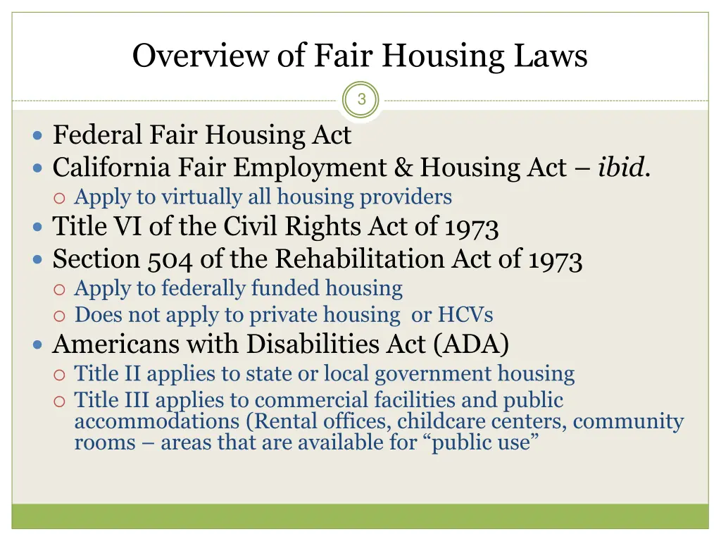 overview of fair housing laws