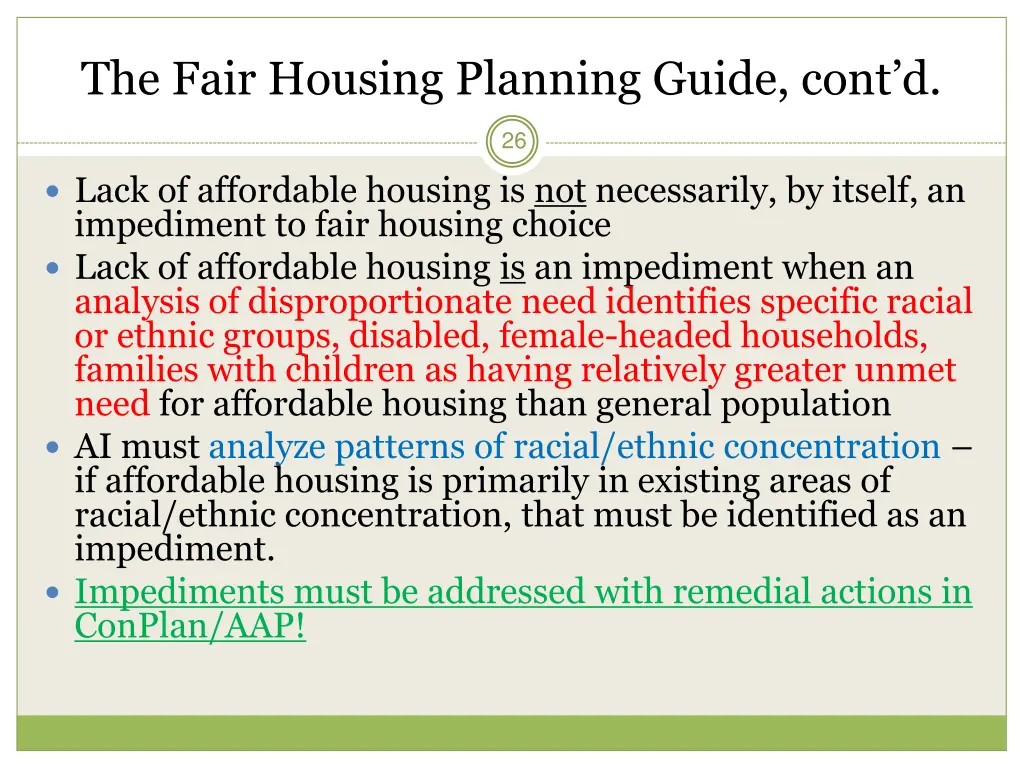 the fair housing planning guide cont d