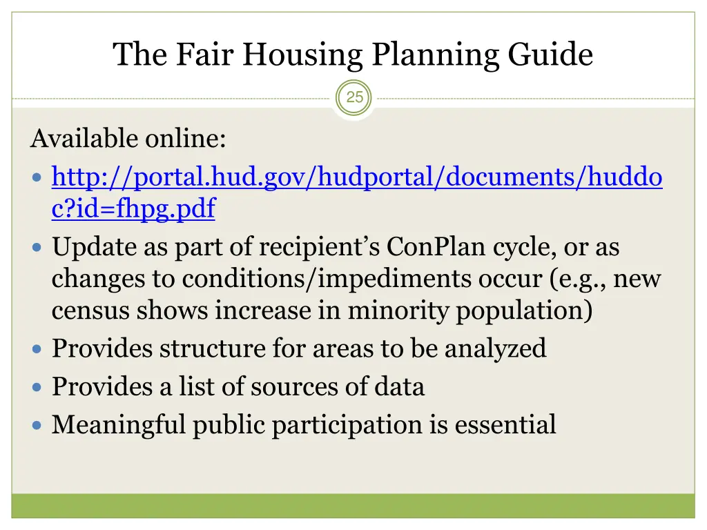 the fair housing planning guide